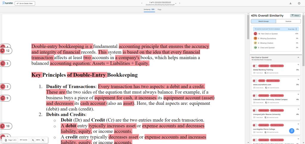 New Turnitin Similarity Experience